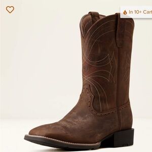 Ariat Brown Leather Western Boots with Square Toe